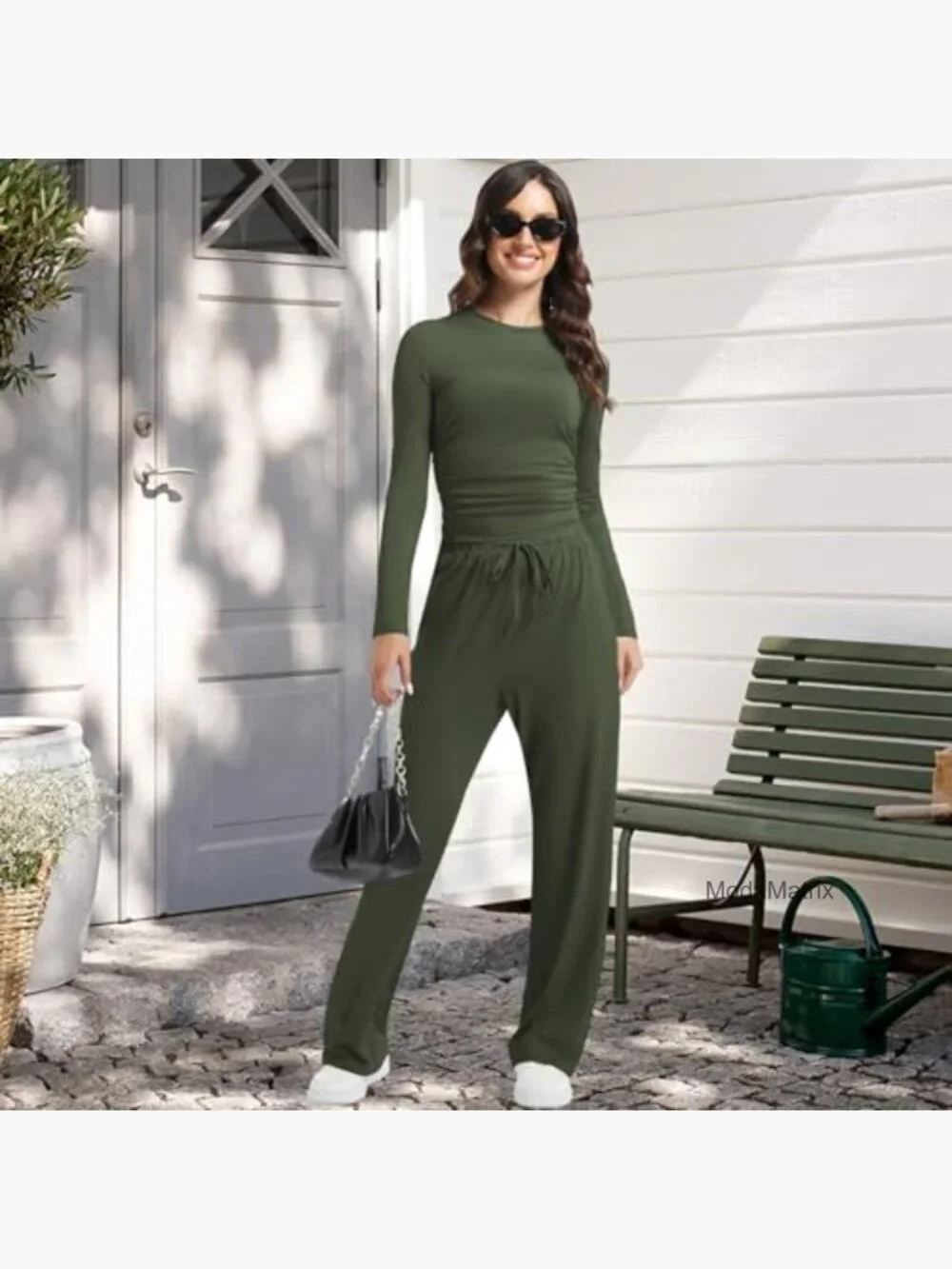 2 Piece Lounge Sets for Women Long Sleeve Wide Leg Tracksuits Matching
